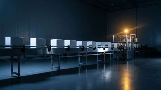 Representative render of a packing line on a conveyor